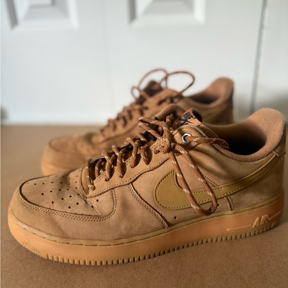 Nike Air Force 1 Low Wheat Suede Sneakers - Picture 5 of 6